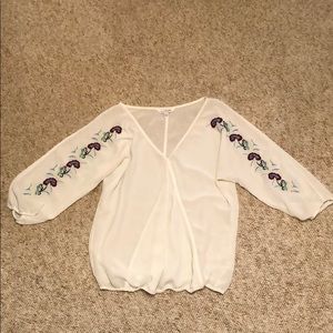 Embroidery Wrap Blouse